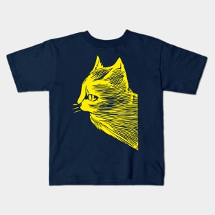 Cat sketch yellow print Kids T-Shirt